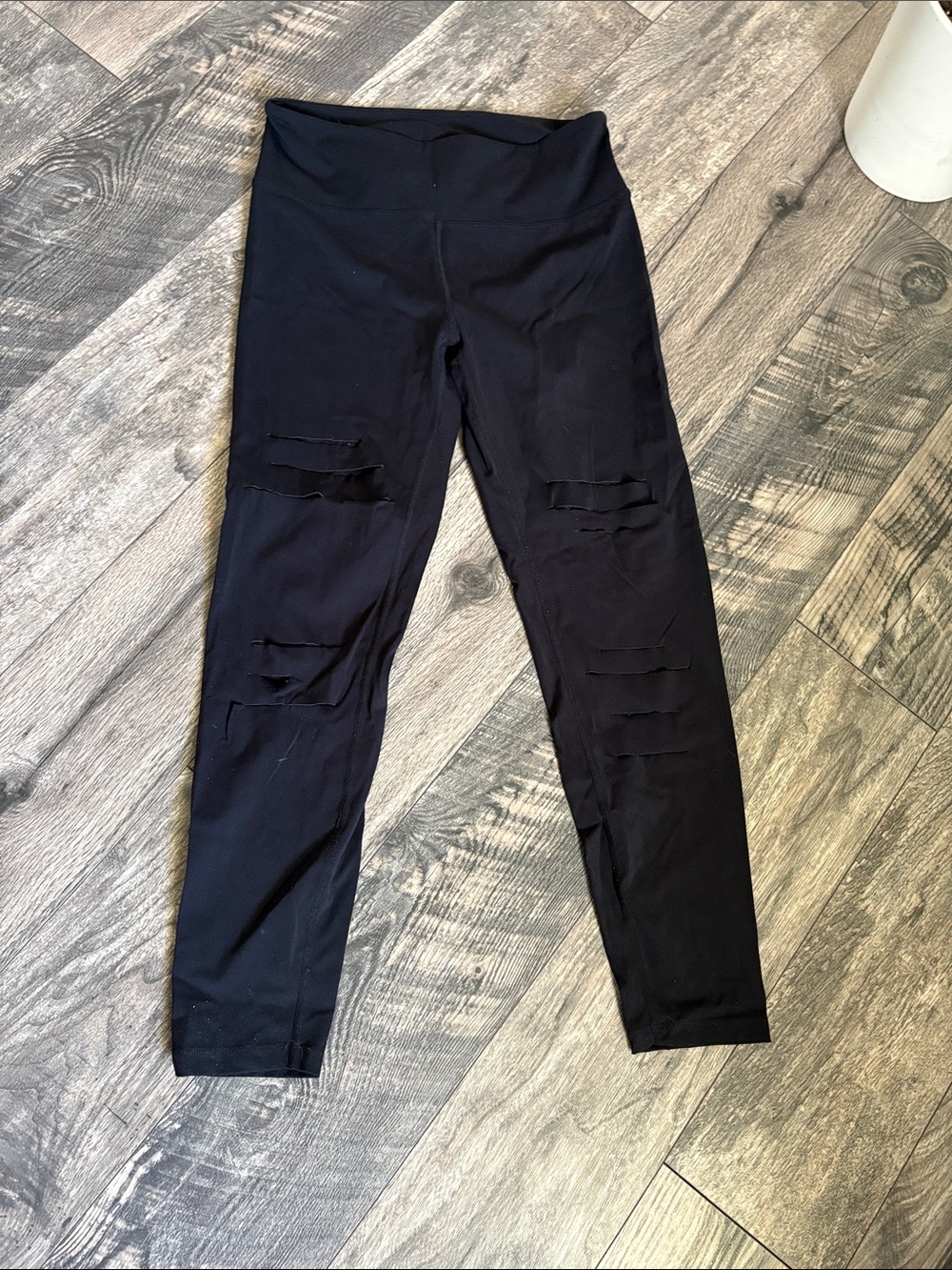 ZYIA Black women Ripped Leggings - Comfortable Stretch Bottoms